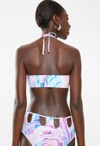 Pastel Marble Print High Waist Bikini Top Multi South Beach Bikinis