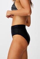 Highwaisted Banded Cheeky Bikini Bottom Black Rib Cotton On