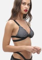 Fishnet Double Strap Triangle Bikini Set Monochrome Missguided