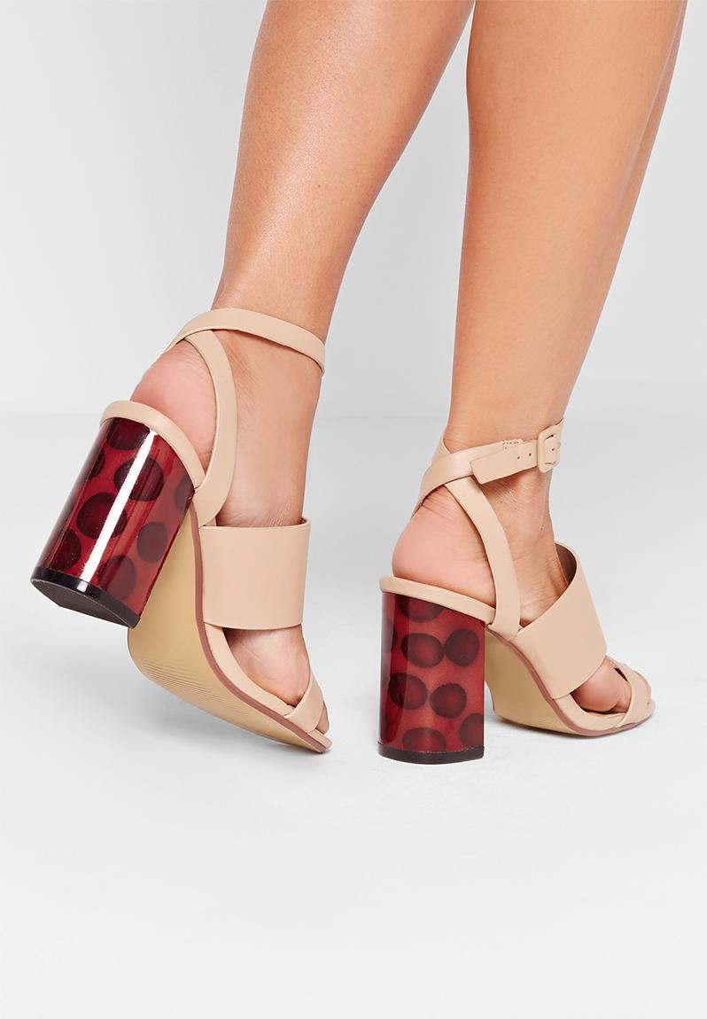 Turtle Block Heel Sandal Nude Missguided Heels Superbalist