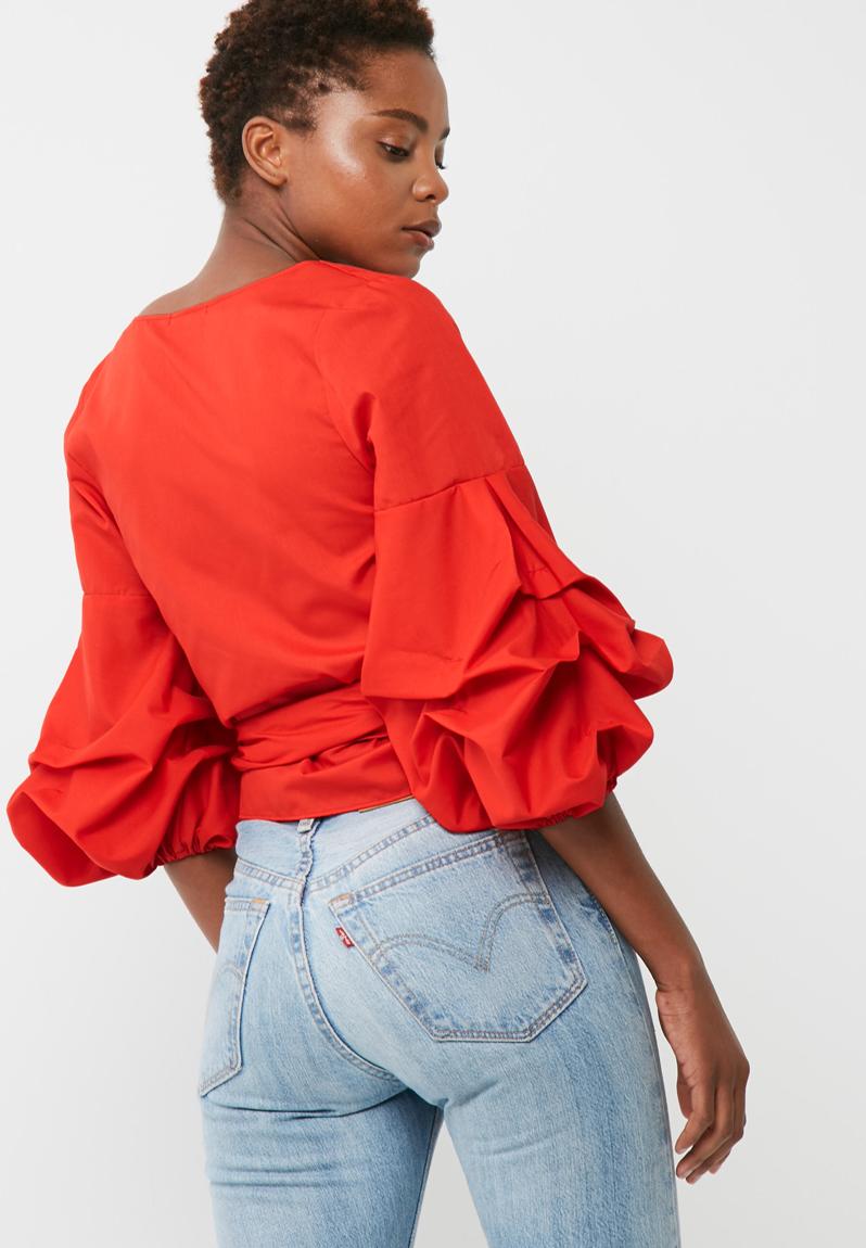 Poplin Wrap Blouse Red Dailyfriday Blouses Superbalist