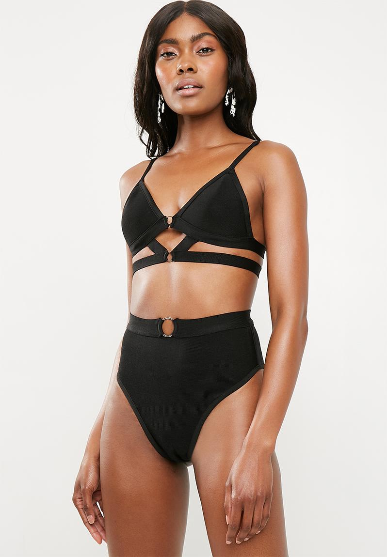 Bandage Ring Detail Bikini Set Black Missguided Bikinis Superbalist