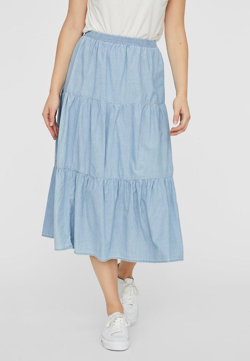 Cindy Chambray Long Skirt Blue Vero Moda Skirts Superbalist