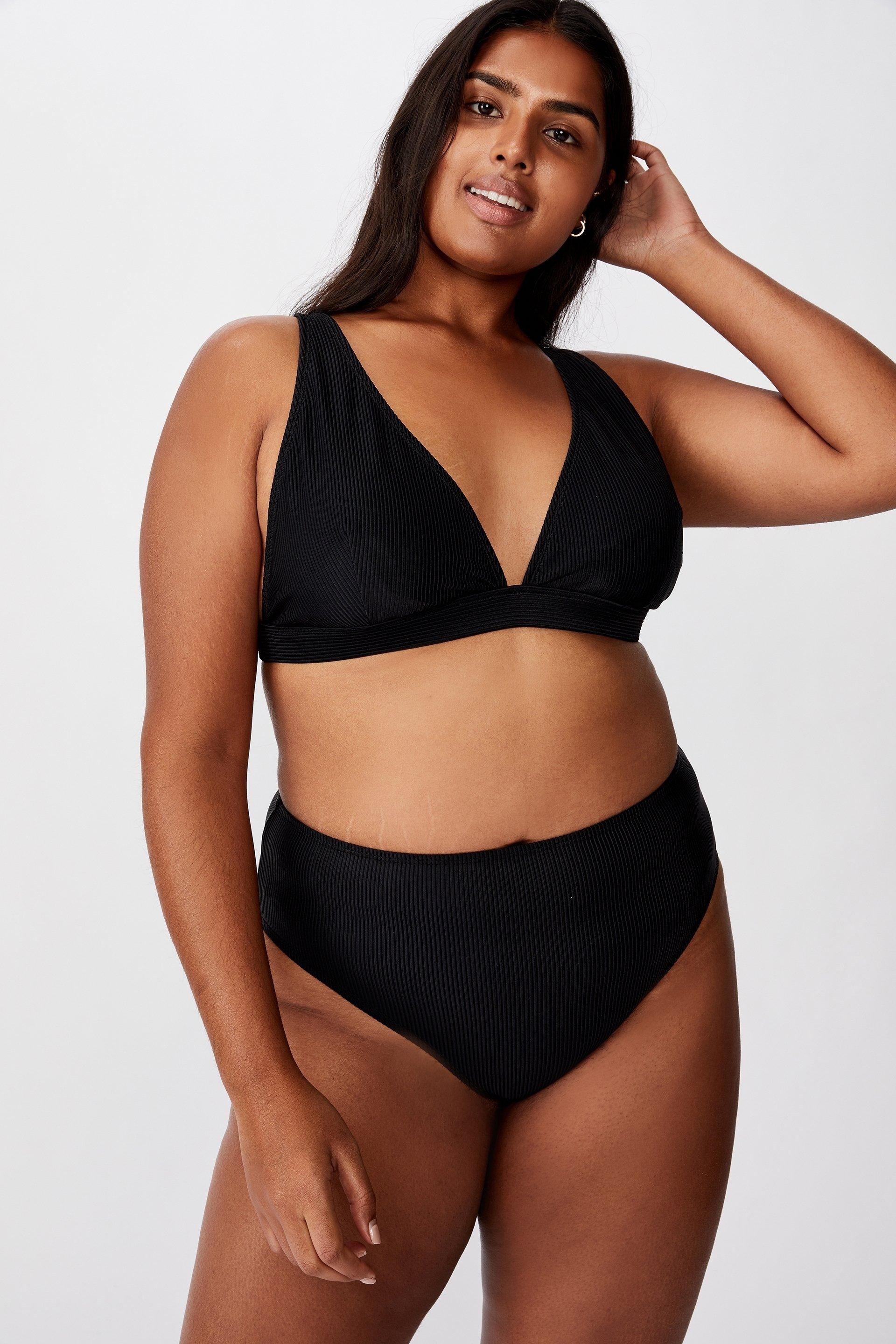 Curve High Waisted Full Bikini Bottom Black Rib Cotton On Swimwear