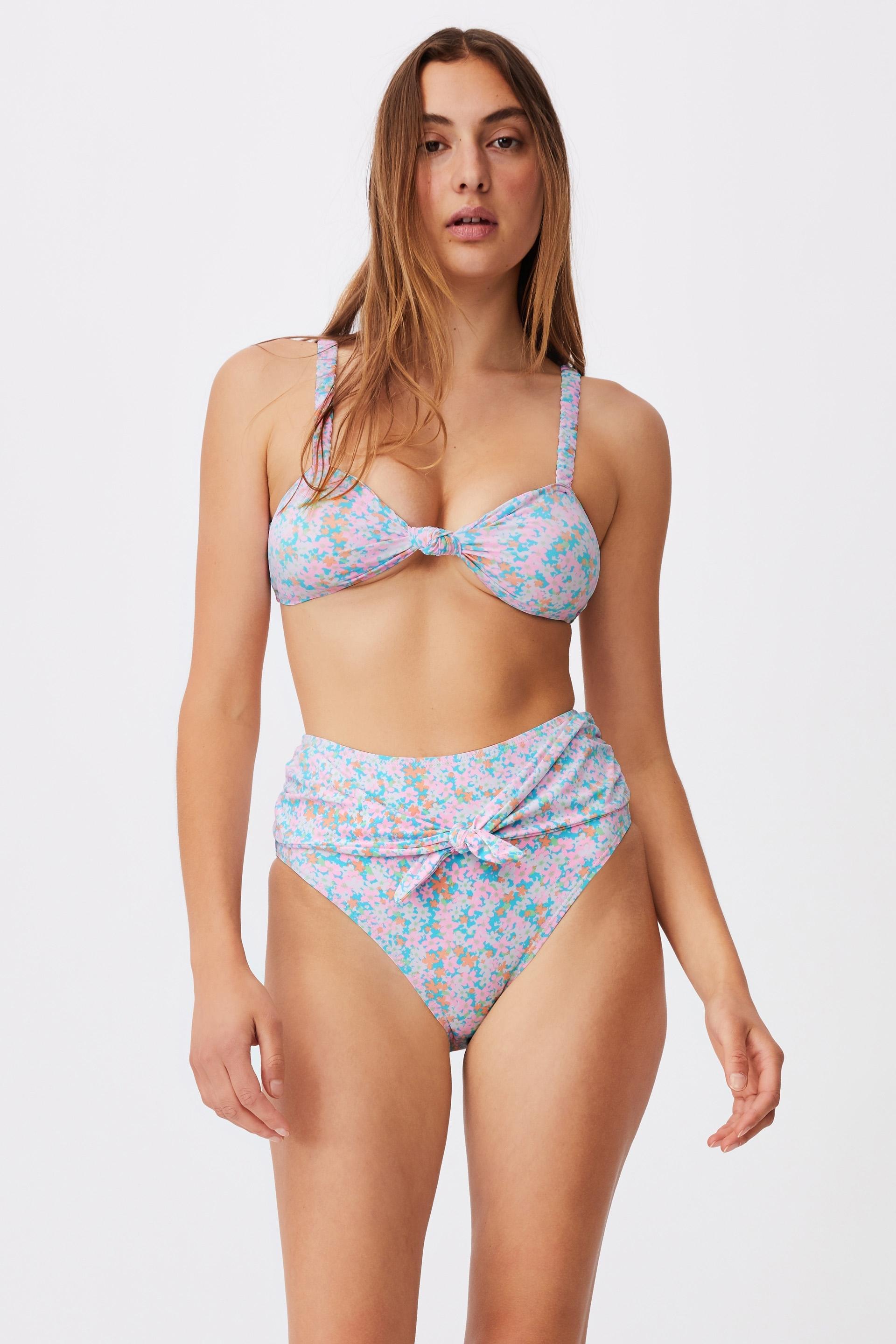 Highwaisted Cheeky Bikini Bottom Meadow Fields Multi Tie Cotton On