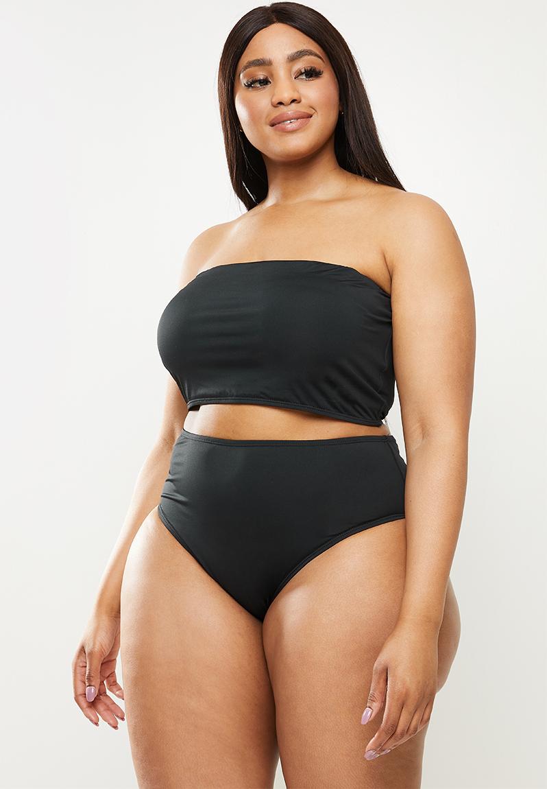 Curve High Waisted Full Bikini Bottom Solid Black Cotton On Swimwear