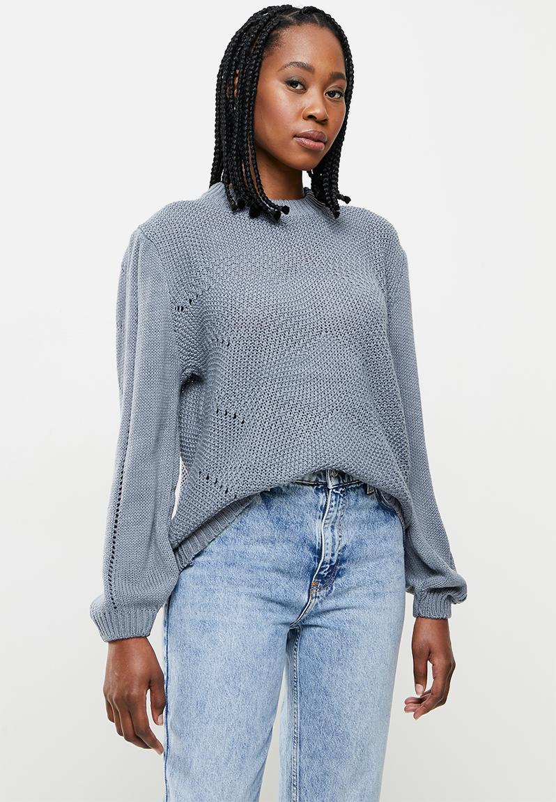 Balloon Sleeve Jumper Blue Dailyfriday Knitwear Superbalist