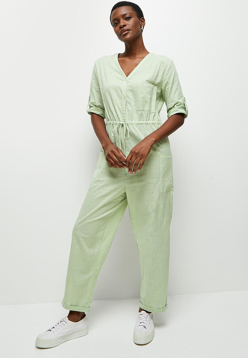 Roll Up Slv Jumpsuit Dusty Sage Edit Jumpsuits Playsuits