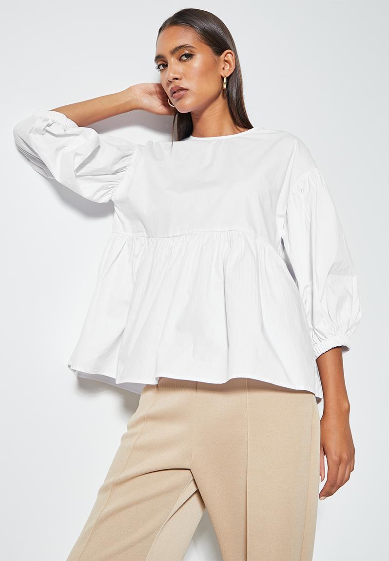 Cotton Pleated Blouse White Superbalist Blouses Superbalist