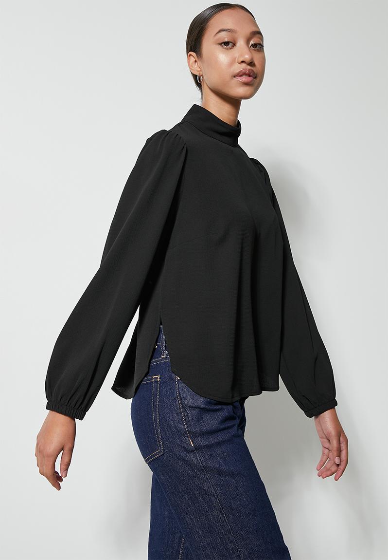 High Neck Funnel Blouse Black Superbalist Blouses Superbalist