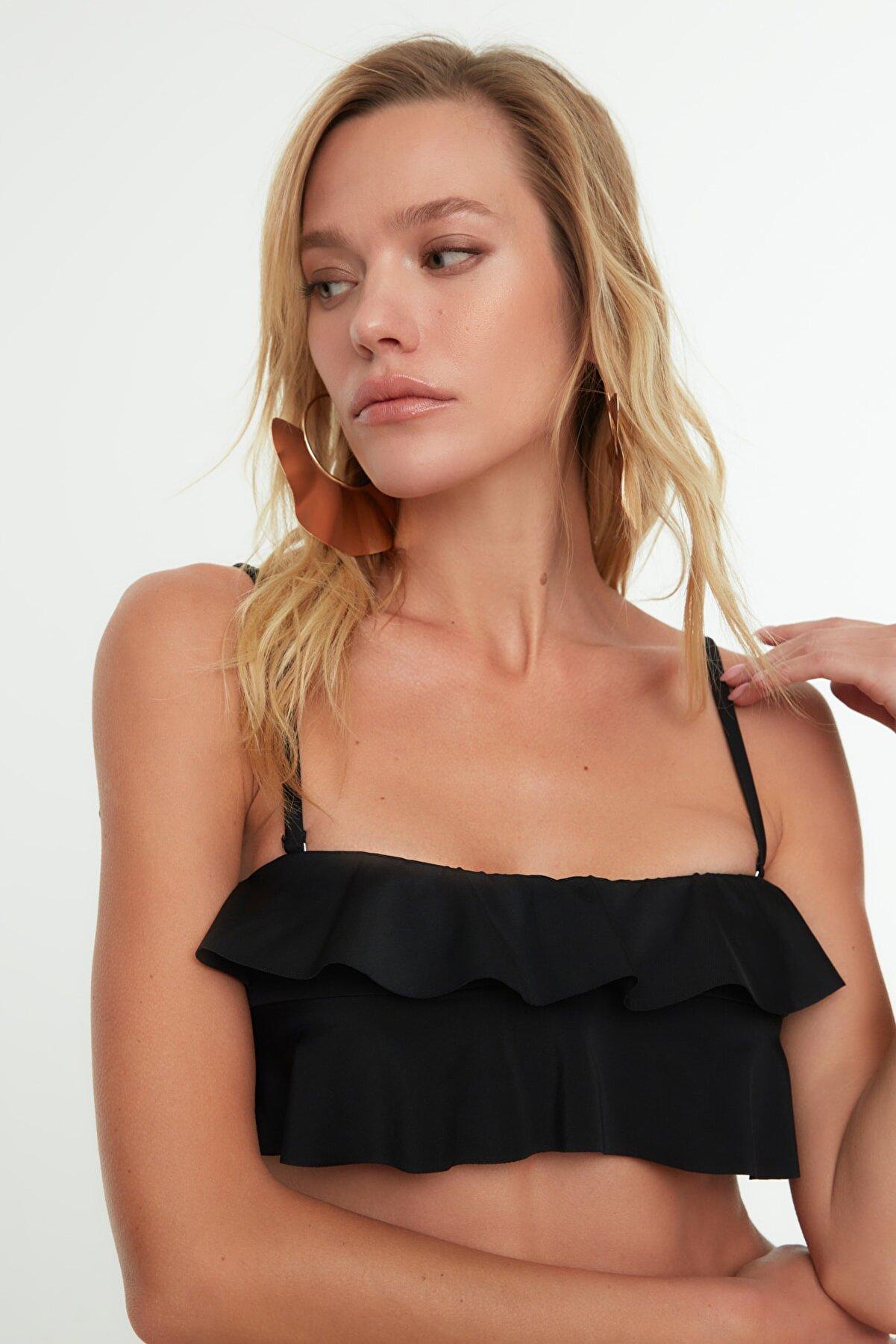 Frilly Bikini Top Black Trendyol Bikinis Superbalist