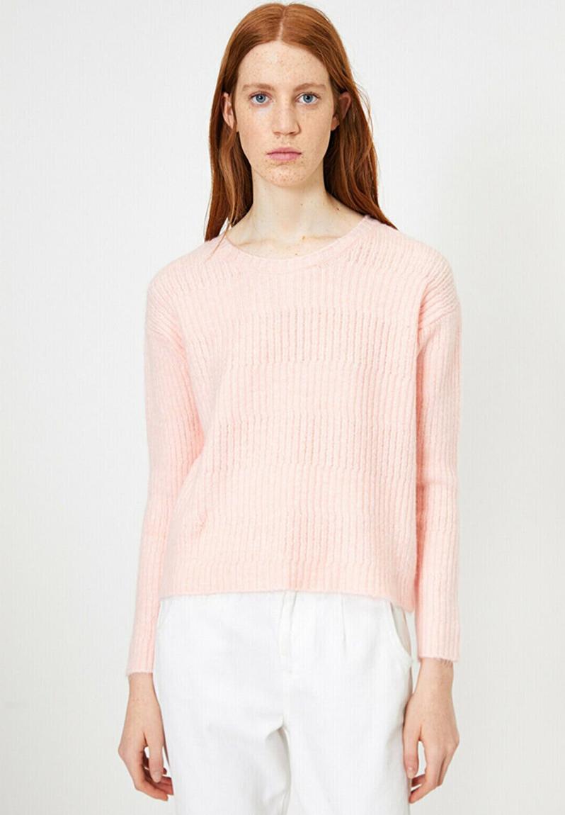 Crew Neck Long Sleeve Jumper Pink Koton Knitwear Superbalist