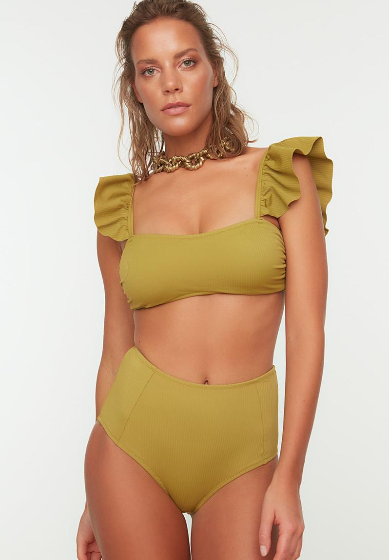 High Waist Bikini Bottom Green Trendyol Bikinis Superbalist