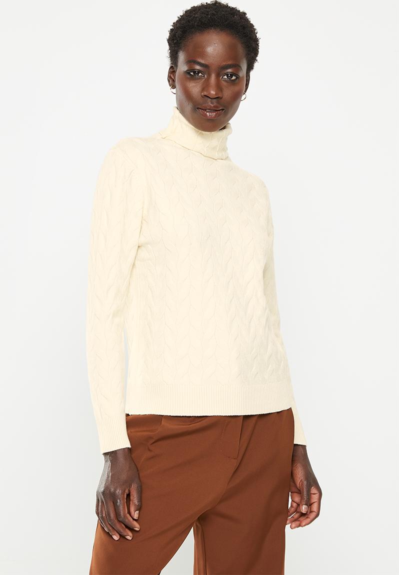 Cable Poloneck Ecru Dailyfriday Knitwear Superbalist