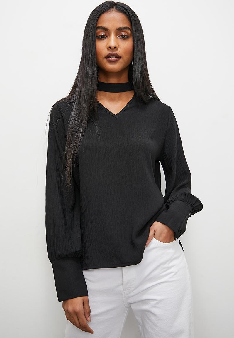 Highneck Keyhole Blouse Black Superbalist Blouses Superbalist