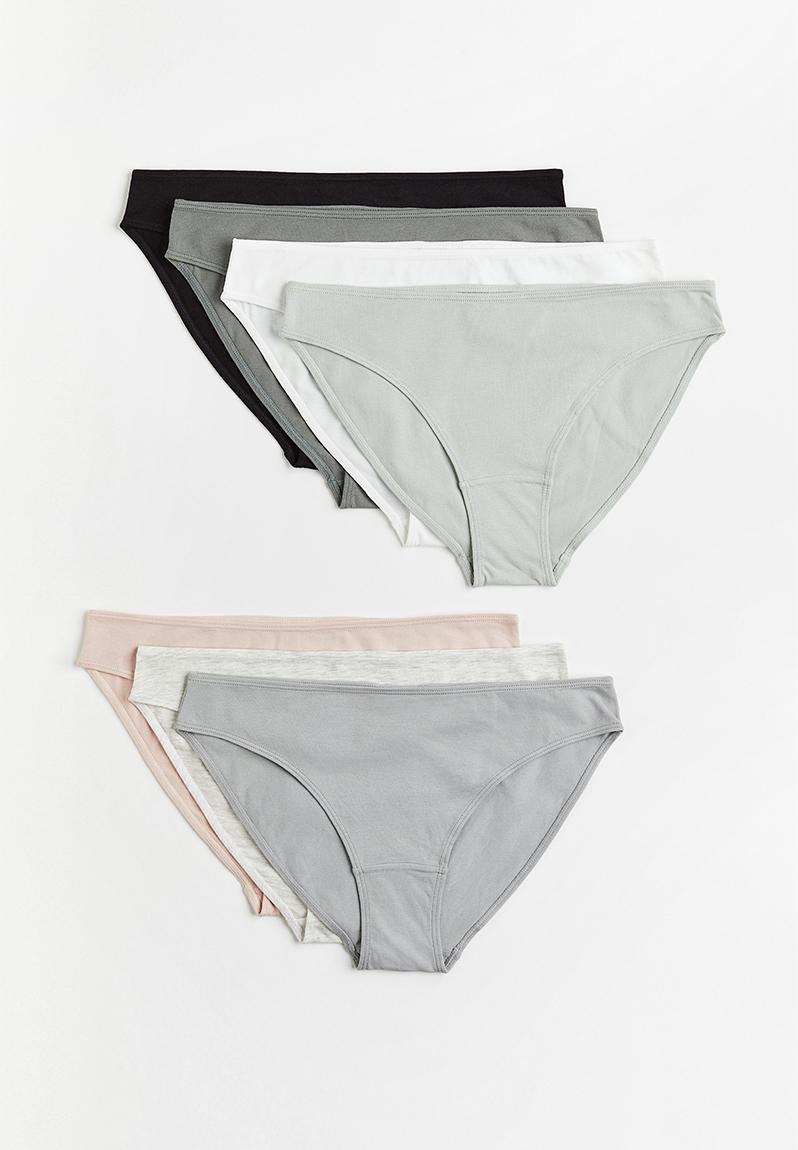 7 Pack Cotton Bikini Briefs Grey White Pink 0803969045 H M Panties