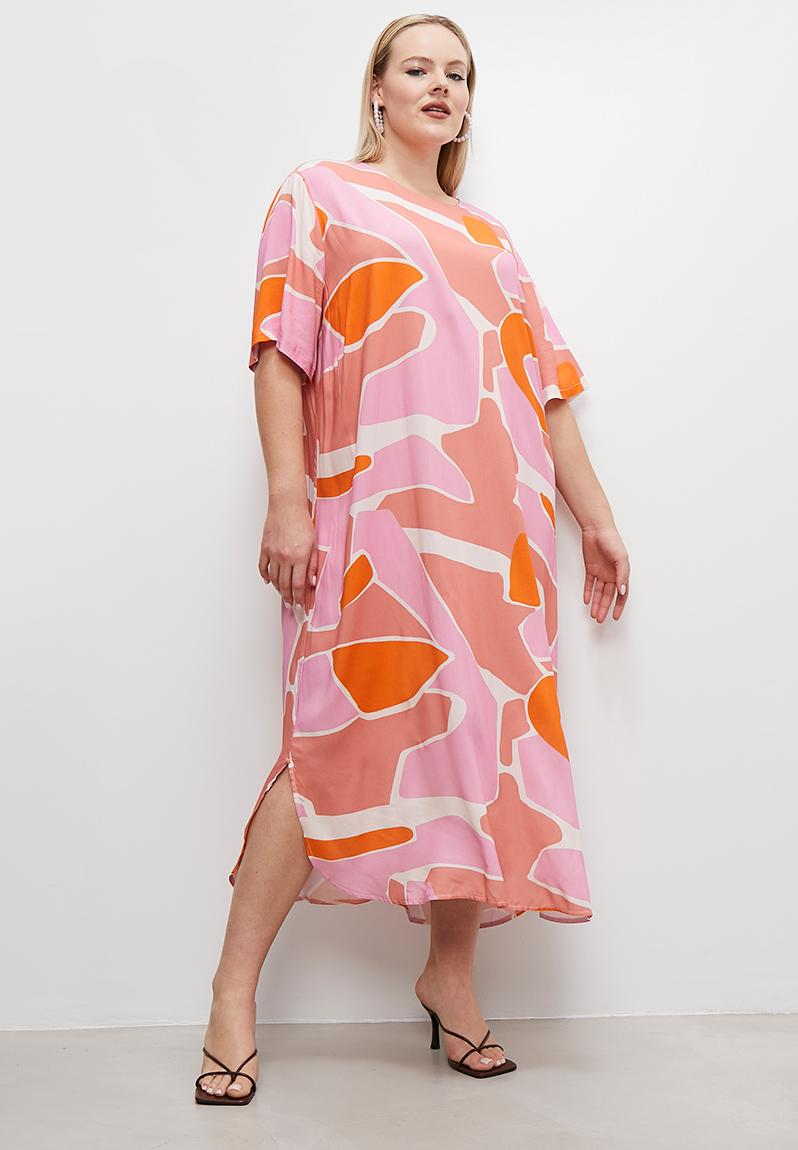 Woven Tee Dress Pink And Orange Print Superbalist Dresses