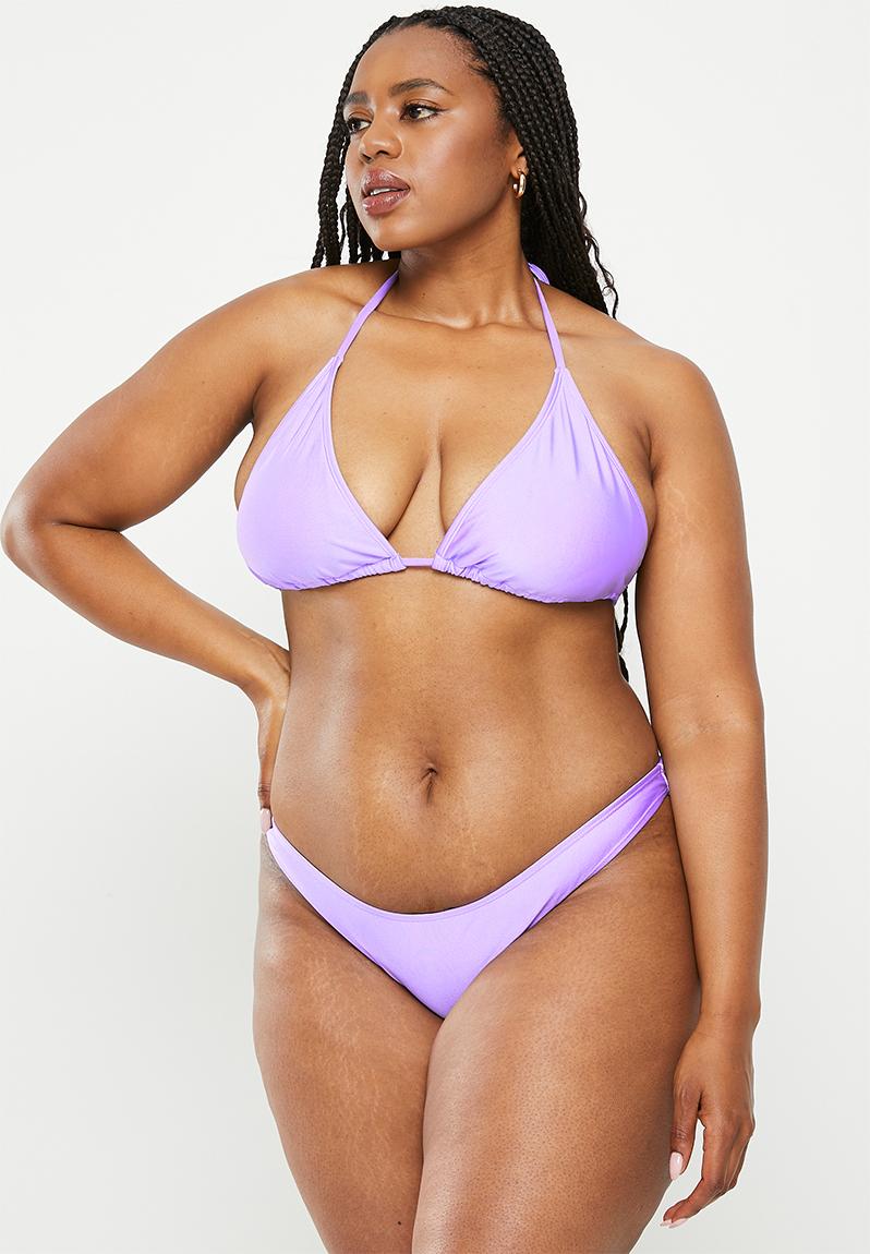 Plus High Side Brazilian Seam Bikini Bottom Ariel Purple Shimmer