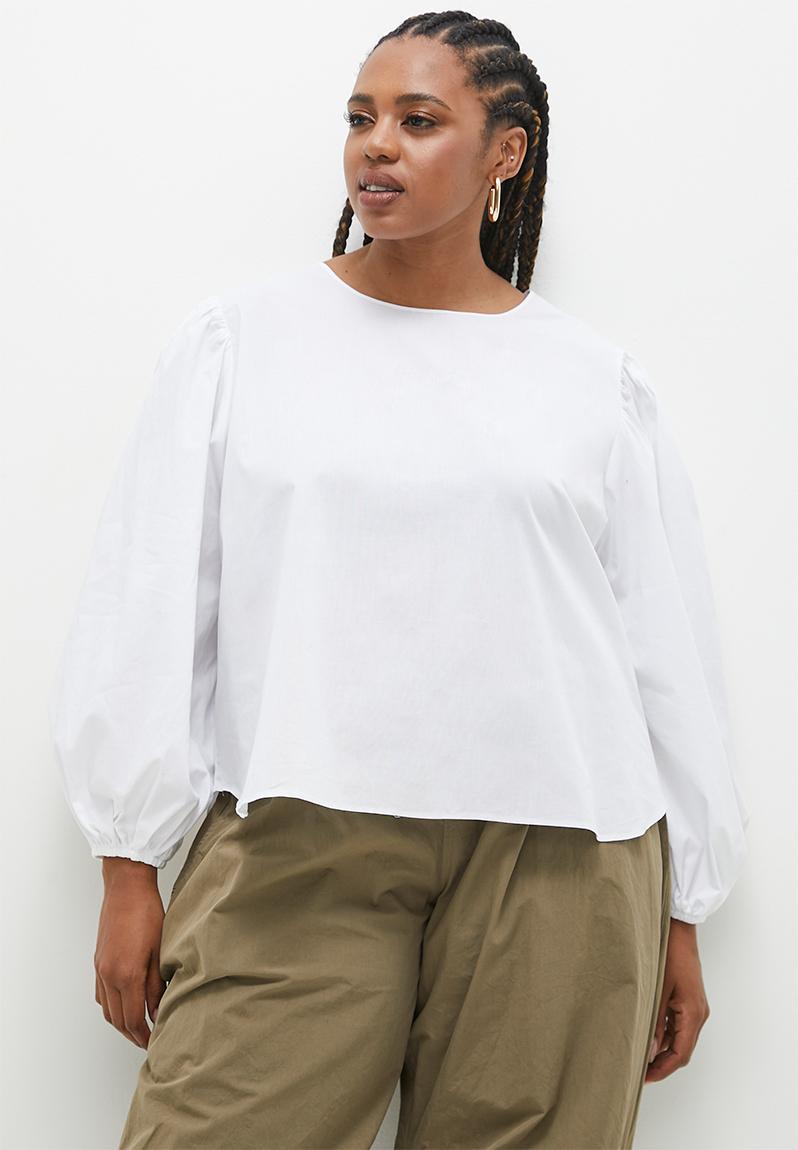 Poplin Statement Sleeve Blouse White Superbalist Blouses