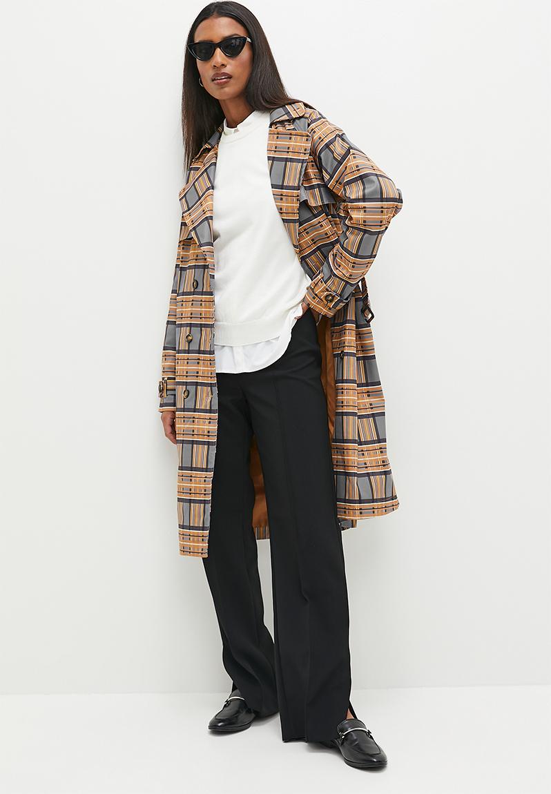 Belted Trench Coat Browns Check Edit Coats Superbalist