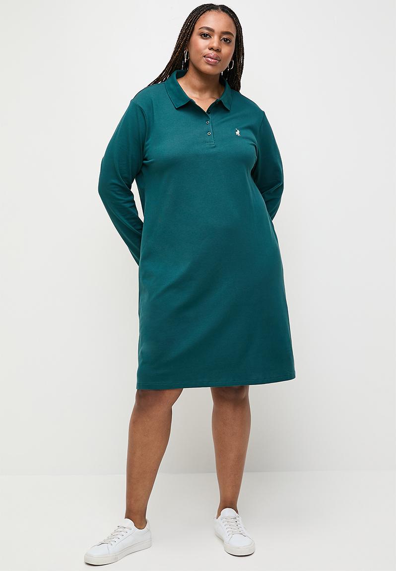 Plus Katherine LS Golfer Dress Teal POLO Dresses Superbalist