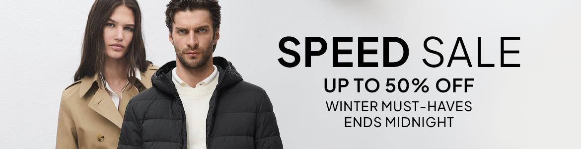 up to 50% off knits, jackets, boots and more