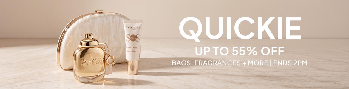 up to 55% off beauty, fragrances and bags quickie
