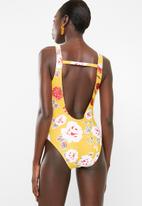 Bacon Bikinis - Plunge one piece swimsuit - yellow 