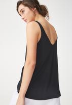 Cotton On - Tia scooped high low tank - black