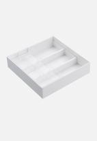 Yamazaki - Tower extendable cutlery tray with slide - white