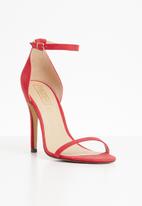 coral barely there heels