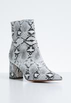 Grizzly mid heel point toe ankle boot - snake Public Desire Boots ...