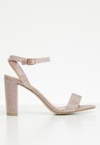 new look rose gold block heel