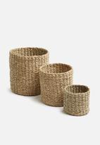 Sixth Floor - Seagrass storage baskets set of 3 - natural