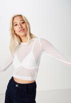 white mesh long sleeve top