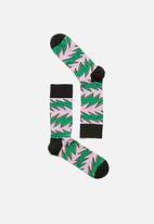 Happy Socks - Rock´n roll stripe socks - green & pink 