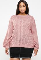 Missguided - Curve balloon sleeve cable jumper - pink