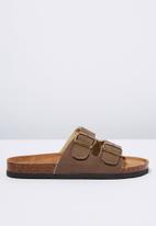 Cotton On - Faux leather double buckle slide - brown