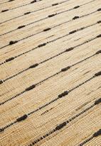 Sixth Floor - Line dot jute woven rug - beige & black