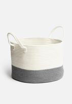 Sixth Floor - Cotton rope belly storage basket - white & grey
