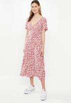 multi clover viscose midi dress