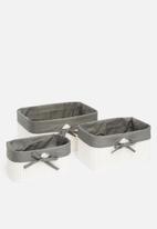 H&S - Bamboo box storage set of 3 - white & grey