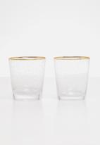 Excellent Housewares - Gold rim water glass set of 2 - clear