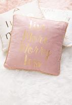 H&S - Live more printed cushion - pink & gold