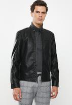 Only & Sons - Mike PU racer jacket - black