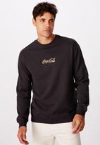 Cotton On - Coke chest collab crew fleece - washed black