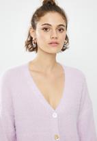 Missguided - Boxy fluffy cropped cardigan - purple