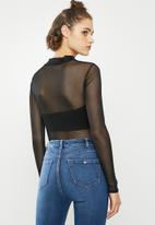 Missguided - Cut out detail high neck long sleeve body - black