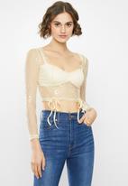 Missguided - Lace bow detail crop top - cream