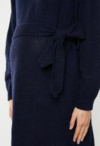 Glamorous - Maternity knitted tie waist dress - navy